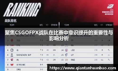 聚焦CSGOFPX战队在比赛中意识提升的重要性与影响分析