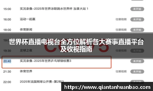 世界杯直播电视台全方位解析各大赛事直播平台及收视指南